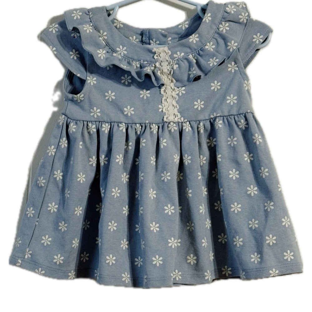 Max Studio Kids Blue Dress with White Floral Pattern
